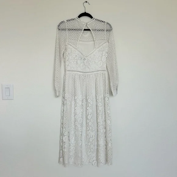 BHLDN Edina Guipure Lace Tea Length Midi Dress